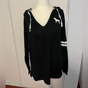 Victoria's Secret Black V-Neck Long Sleeve Hoodie